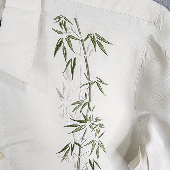 Mens Beige Trader Bay Hawaiian Shirt Button Up Short Sleeve Rayon Blend Size L - Picture 3 of 9